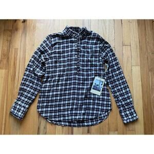 TROVATA Size Small Helena Birds of Paradis Plaid Shirt Black/Gold NWT